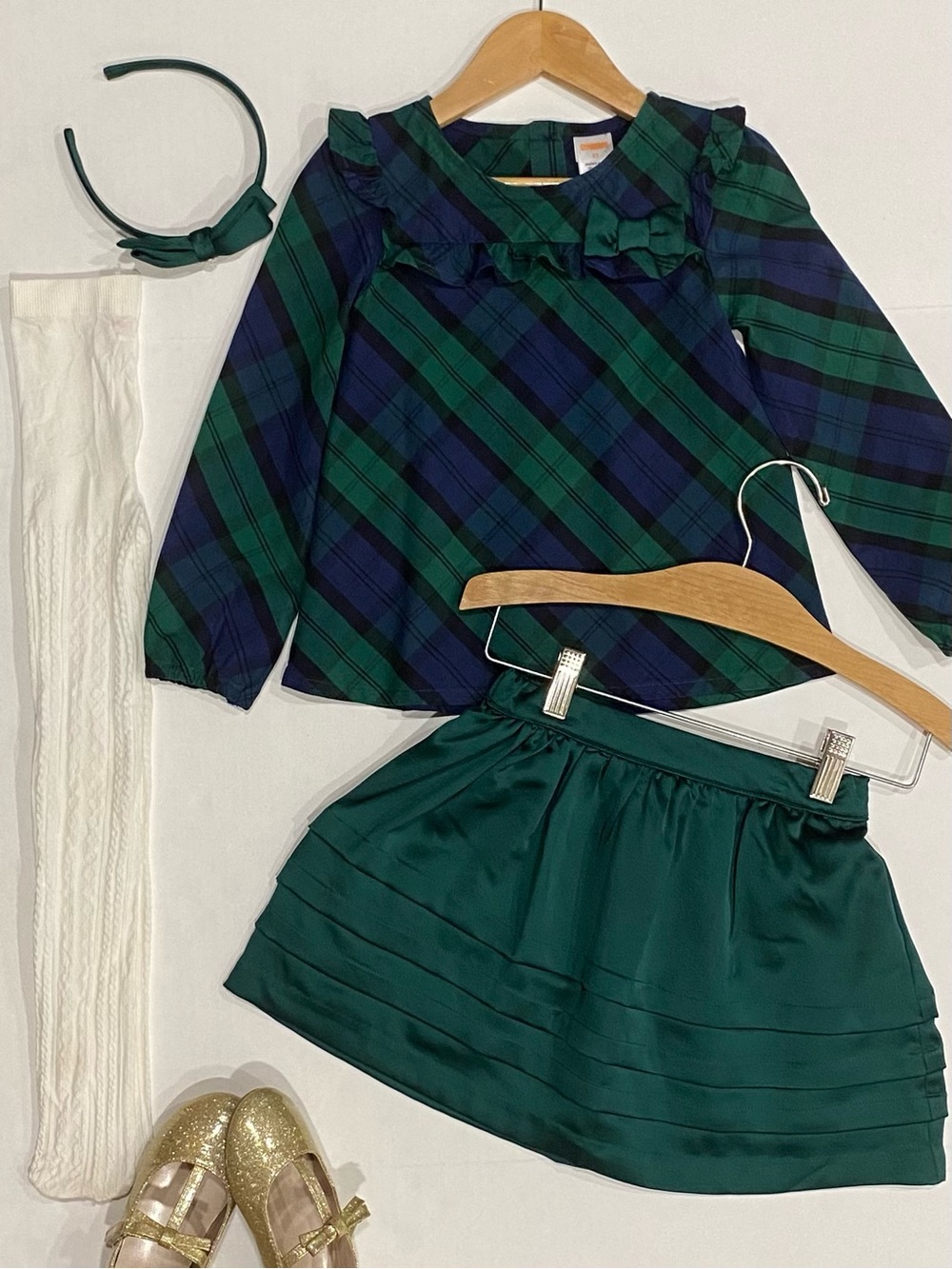 Gymboree Girls ‘Nutcracker’ Holiday Plaid Outfit: Top, Skirt, and Headband 5T